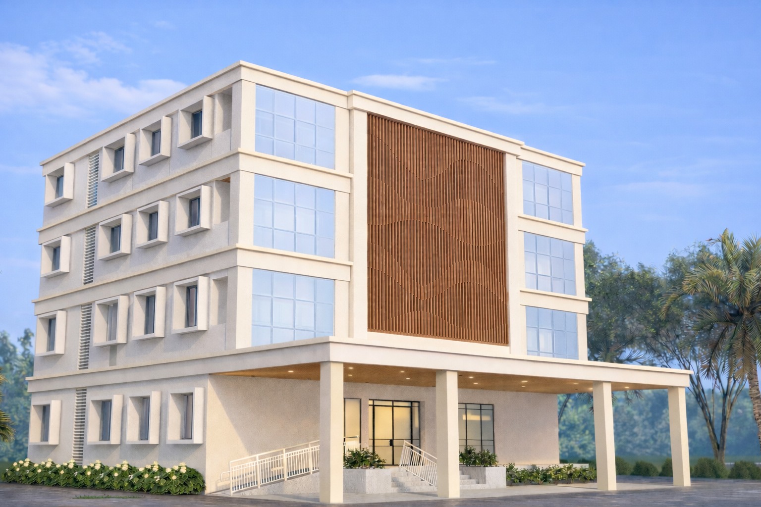 Architectural view of the planned SUCHI Healthcare building